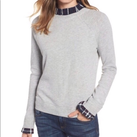 Halogen Tops - Halogen grey removable collar sweatshirt